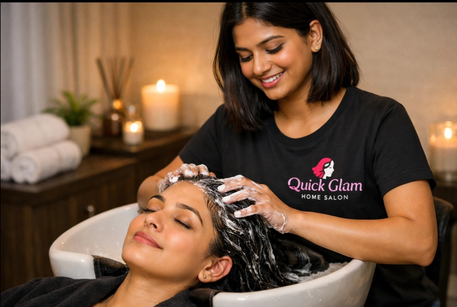Hair spa and conditioning treatment at home by QuickGlam professional