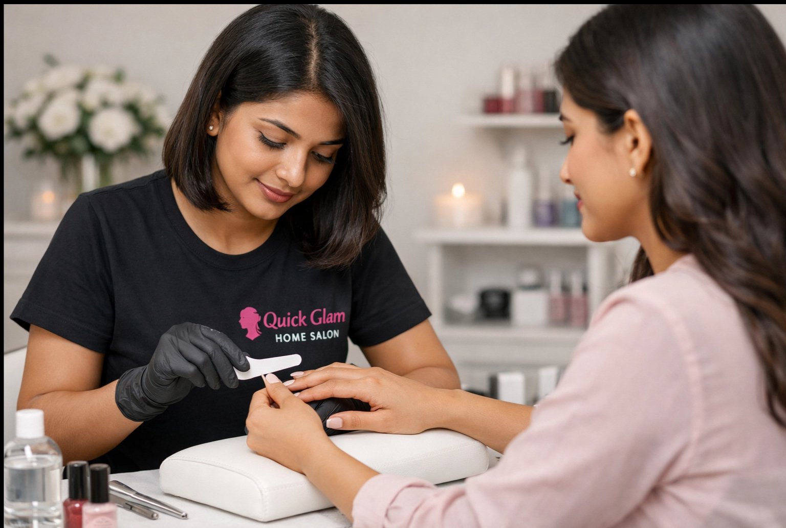 Manicure and pedicure home service by QuickGlam